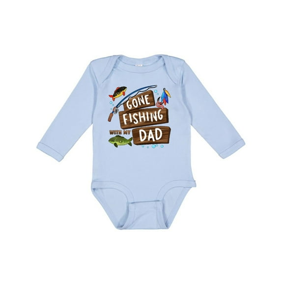 Inktastic Gone Fishing with My Dad Boys or Girls Long Sleeve Baby Bodysuit