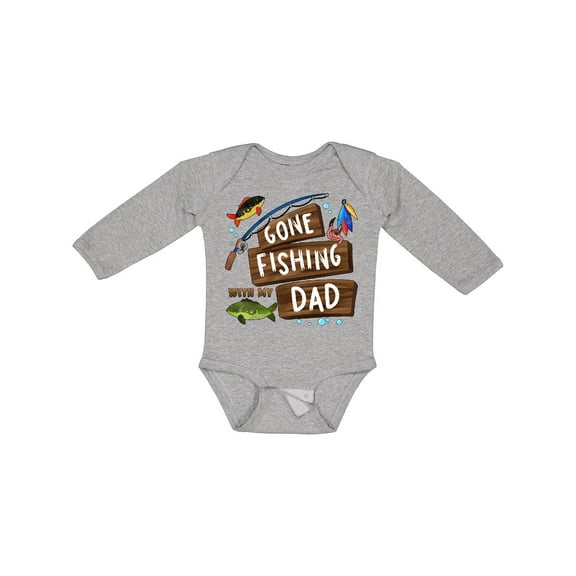 Inktastic Gone Fishing with My Dad Boys or Girls Long Sleeve Baby Bodysuit