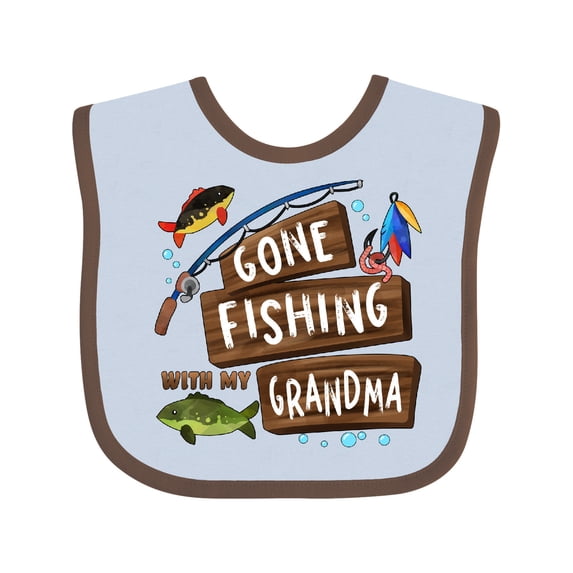 Inktastic Gone Fishing with My Grandma Boys or Girls Baby Bib
