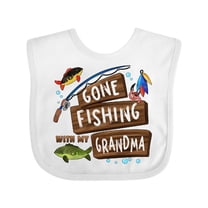 Inktastic Gone Fishing with My Grandma Boys or Girls Baby Bib