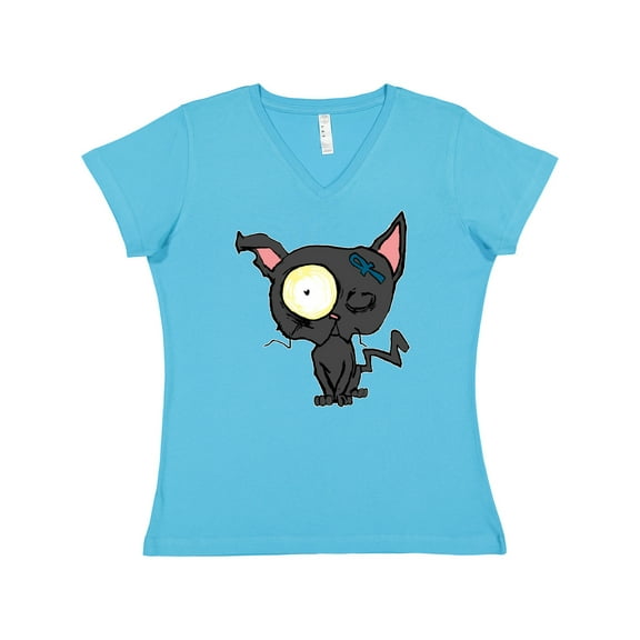 Inktastic Goth Animals Pets Black Cat Women's V-Neck T-Shirt