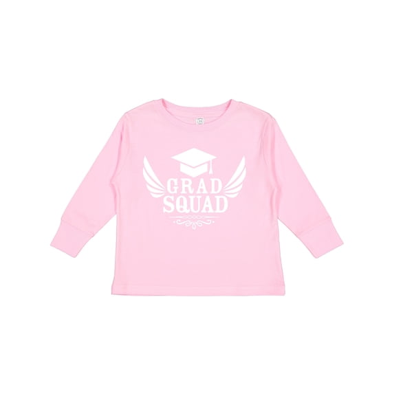 Inktastic Grad Squad with Graduation Cap and Wings Boys or Girls Long Sleeve Toddler T-Shirt
