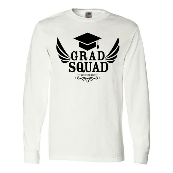 Inktastic Grad Squad with Graduation Cap and Wings Long Sleeve T-Shirt