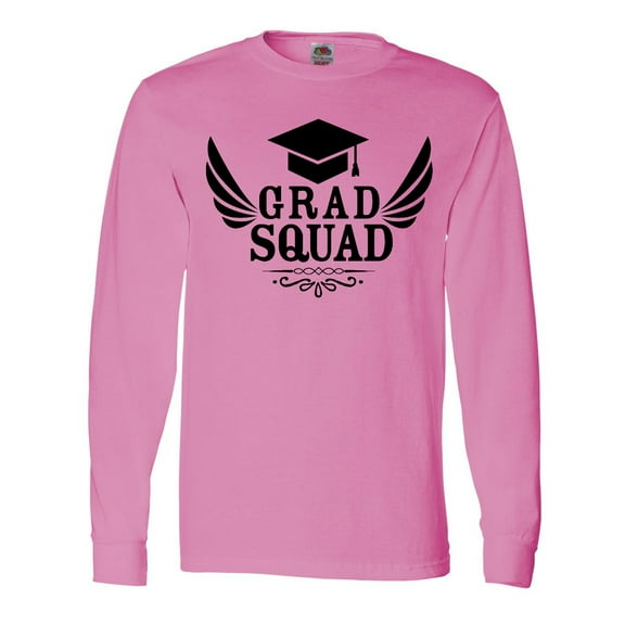 Inktastic Grad Squad with Graduation Cap and Wings Long Sleeve T-Shirt