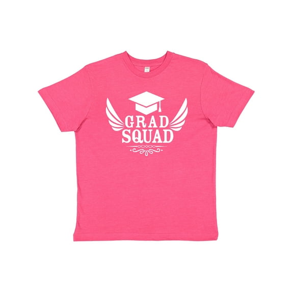 Inktastic Grad Squad with Graduation Cap and Wings Youth T-Shirt