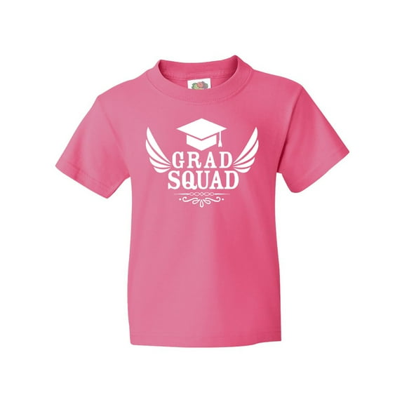 Inktastic Grad Squad with Graduation Cap and Wings Youth T-Shirt