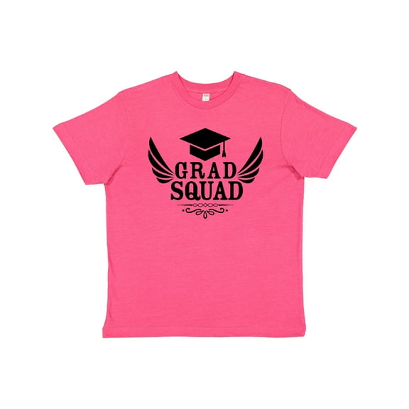 Inktastic Grad Squad with Graduation Cap and Wings Youth T-Shirt