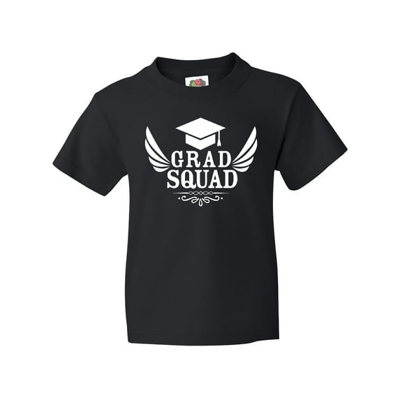 Inktastic Grad Squad with Graduation Cap and Wings Youth T-Shirt