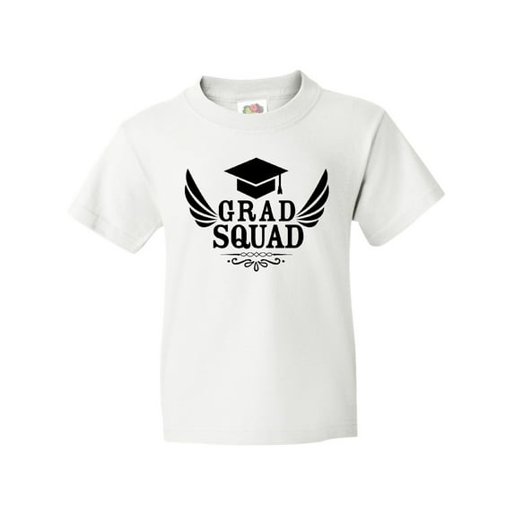 Inktastic Grad Squad with Graduation Cap and Wings Youth T-Shirt