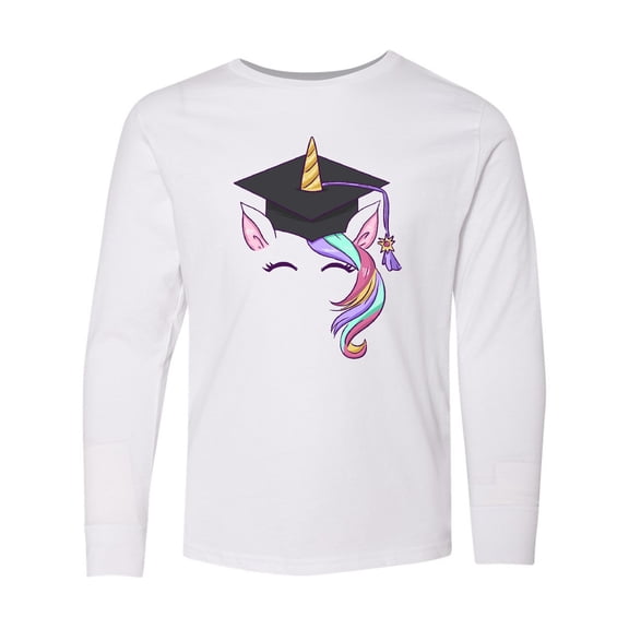 Inktastic Graduation Cap Unicorn Long Sleeve Youth T-Shirt