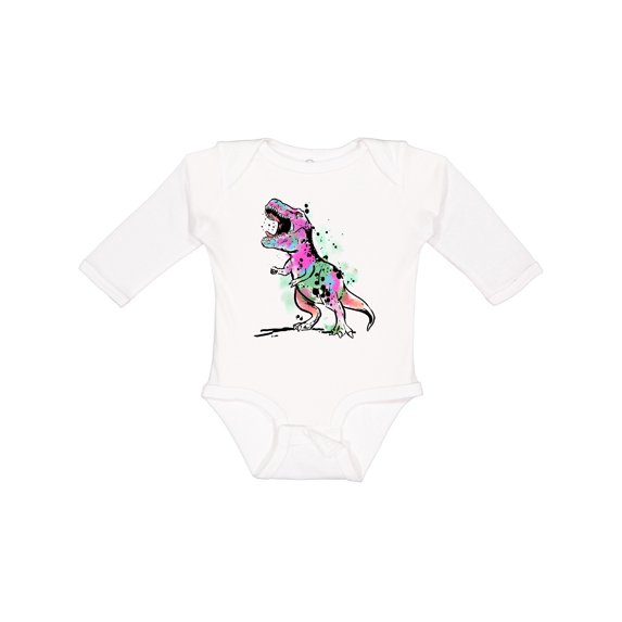 Inktastic Graffiti Paint Splatter T-Rex Boys or Girls Long Sleeve Baby Bodysuit