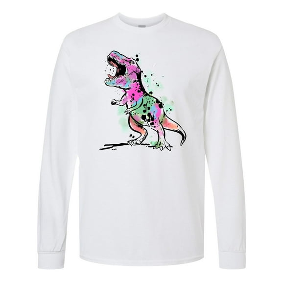 Inktastic Graffiti Paint Splatter T-rex Long Sleeve T-Shirt