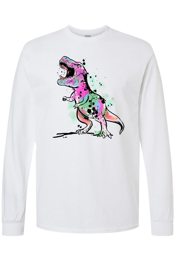 Graffiti Paint Splatter T-rex Long Sleeve T-Shirt