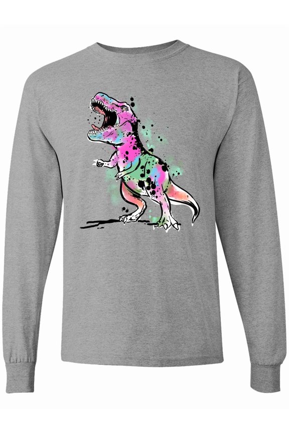 Graffiti Paint Splatter T-rex Long Sleeve T-Shirt