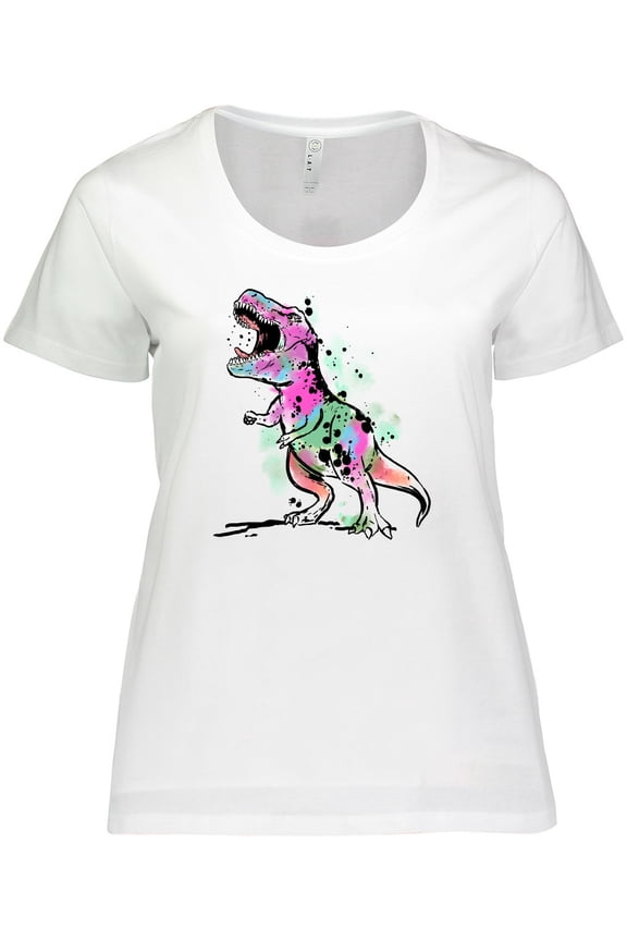 Graffiti Paint Splatter T-Rex Women's Plus Size T-Shirt