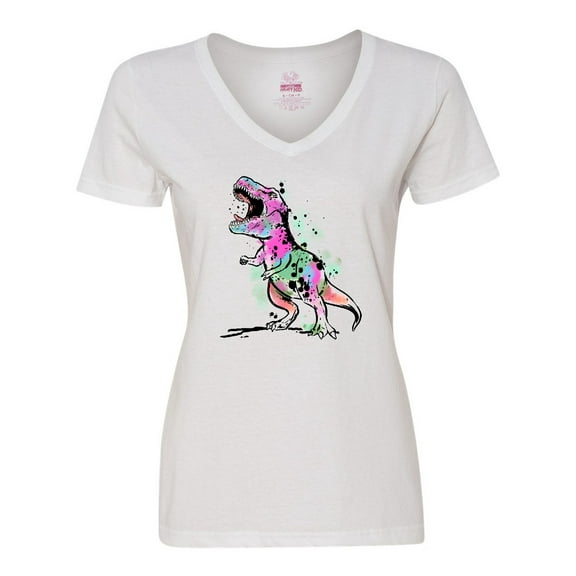 Inktastic Graffiti Paint Splatter T-Rex Women's V-Neck T-Shirt
