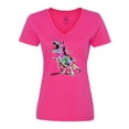 thumbnail image 1 of Inktastic Graffiti Paint Splatter T-Rex Women's V-Neck T-Shirt, 1 of 5