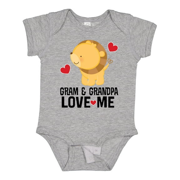 Inktastic Gram and Grandpa Love Me Grandchild Lion Boys Baby Bodysuit