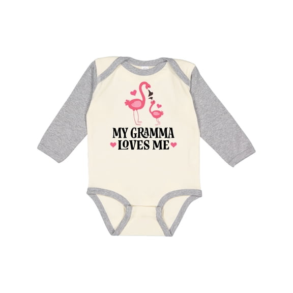 Inktastic Gramma Loves Me Girl Flamingo Girls Long Sleeve Baby Bodysuit