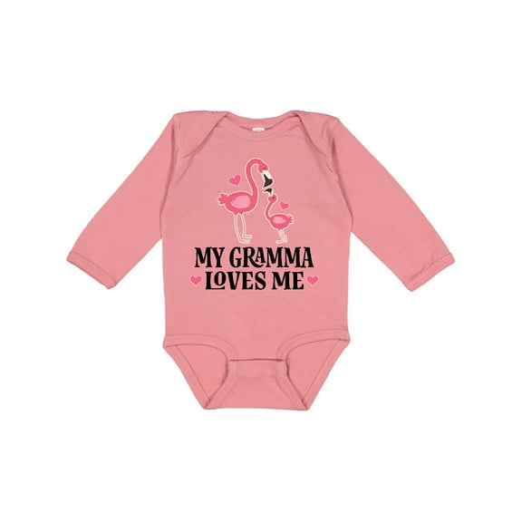 Inktastic Gramma Loves Me Girl Flamingo Girls Long Sleeve Baby Bodysuit