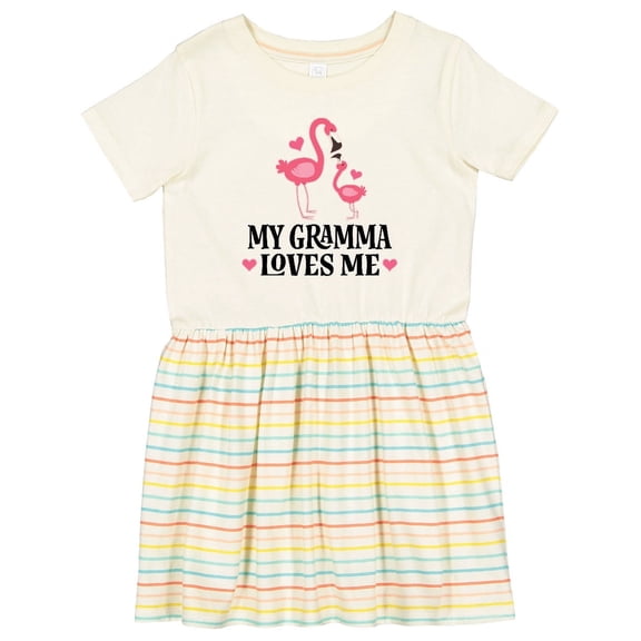 Inktastic Gramma Loves Me Girl Flamingo Girls Toddler Dress