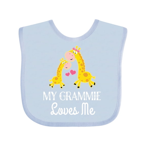 Inktastic Grammie Loves Me Giraffe Grandchild Boys or Girls Baby Bib