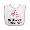 thumbnail image 1 of Inktastic Grammie Loves Me Girl Flamingo Girls Baby Bib, 1 of 4