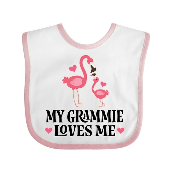 Inktastic Grammie Loves Me Girl Flamingo Girls Baby Bib