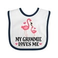thumbnail image 1 of Inktastic Grammie Loves Me Girl Flamingo Girls Baby Bib, 1 of 4