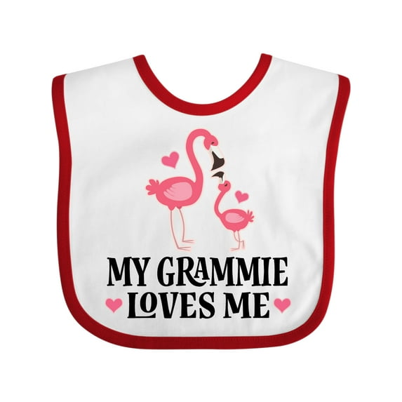 Inktastic Grammie Loves Me Girl Flamingo Girls Baby Bib