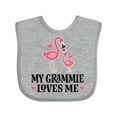 thumbnail image 1 of Inktastic Grammie Loves Me Girl Flamingo Girls Baby Bib, 1 of 4