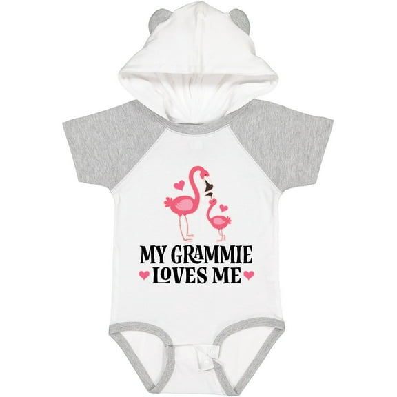 Inktastic Grammie Loves Me Girl Flamingo Girls Baby Bodysuit