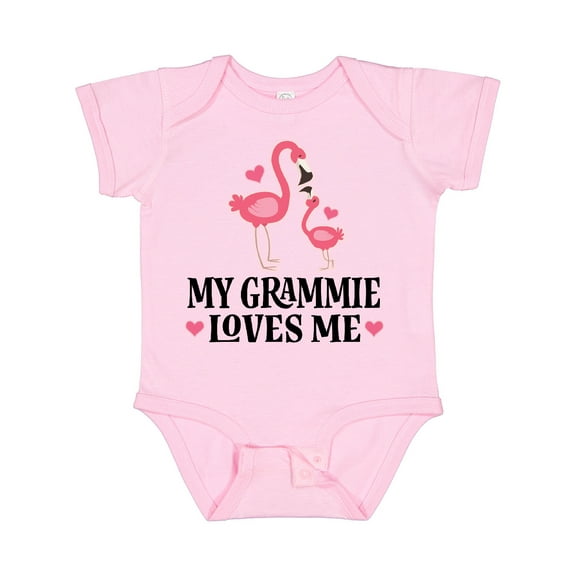 Inktastic Grammie Loves Me Girl Flamingo Girls Baby Bodysuit