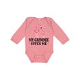 thumbnail image 1 of Inktastic Grammie Loves Me Girl Flamingo Girls Long Sleeve Baby Bodysuit, 1 of 5