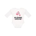thumbnail image 1 of Inktastic Grammie Loves Me Girl Flamingo Girls Long Sleeve Baby Bodysuit, 1 of 5
