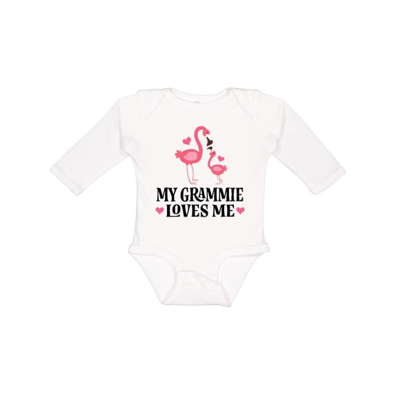 Inktastic Grammie Loves Me Girl Flamingo Girls Long Sleeve Baby Bodysuit