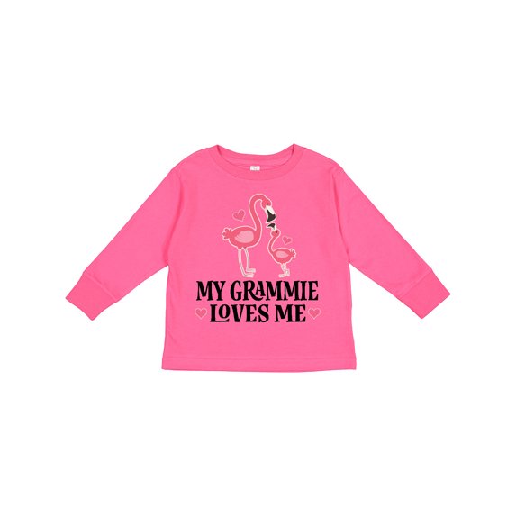 Inktastic Grammie Loves Me Girl Flamingo Girls Long Sleeve Toddler T-Shirt
