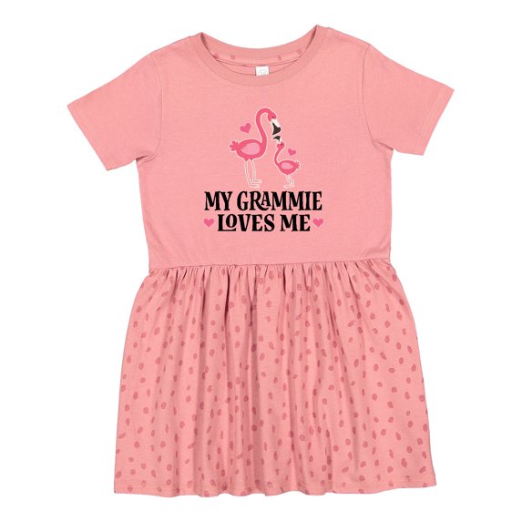 Inktastic Grammie Loves Me Girl Flamingo Girls Toddler Dress