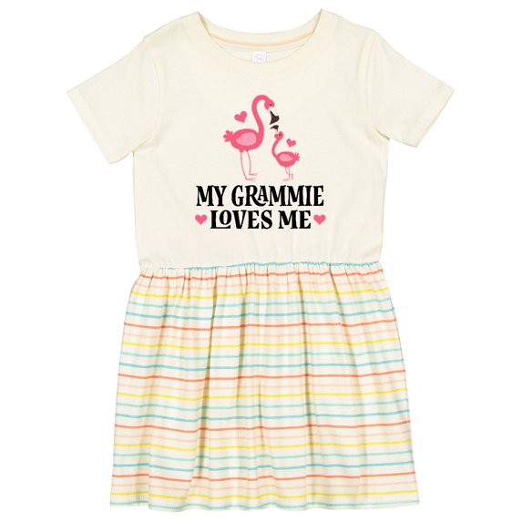 Inktastic Grammie Loves Me Girl Flamingo Girls Toddler Dress