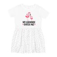 thumbnail image 1 of Inktastic Grammie Loves Me Girl Flamingo Girls Toddler Dress, 1 of 5