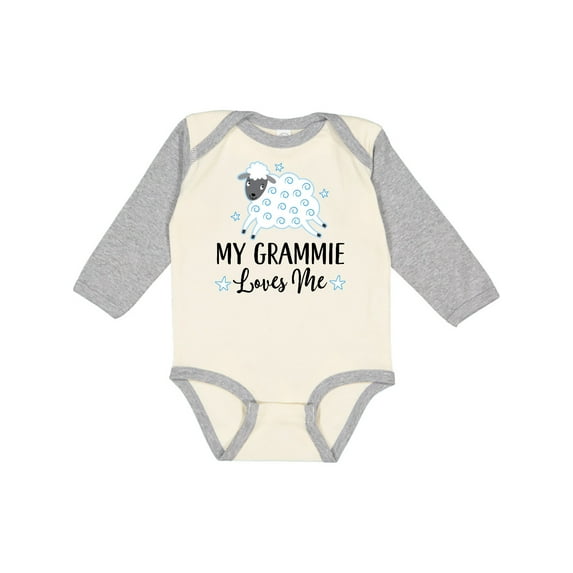 Inktastic Grammie Loves Me Grandson Boy Lamb Boys or Girls Long Sleeve Baby Bodysuit