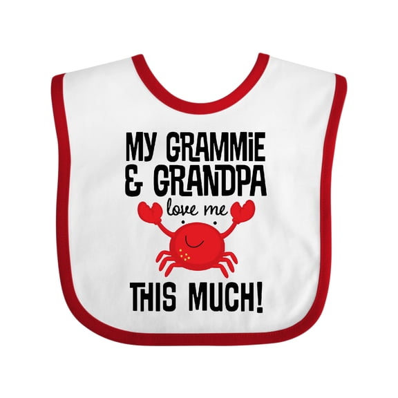 Inktastic Grammie and Grandpa Love Me Grandson Crab Boys or Girls Baby Bib