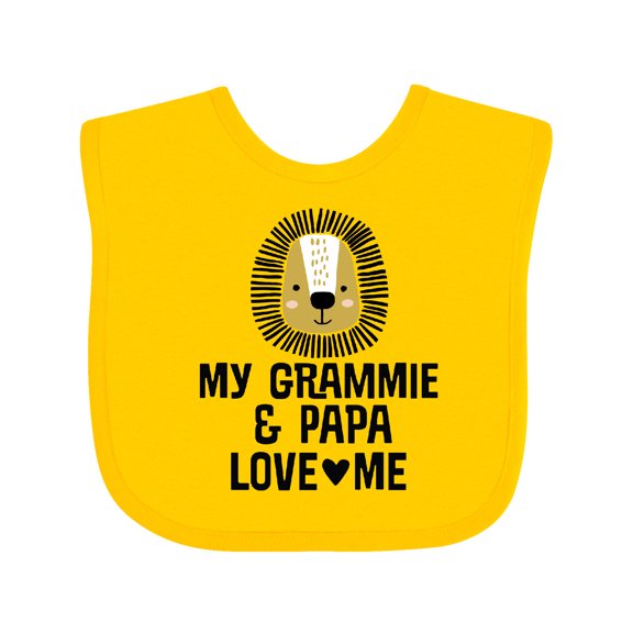 Inktastic Grammie and Papa Love Me Grandson Lion Boys Baby Bib