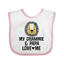 Inktastic Grammie and Papa Love Me Grandson Lion Boys Baby Bib