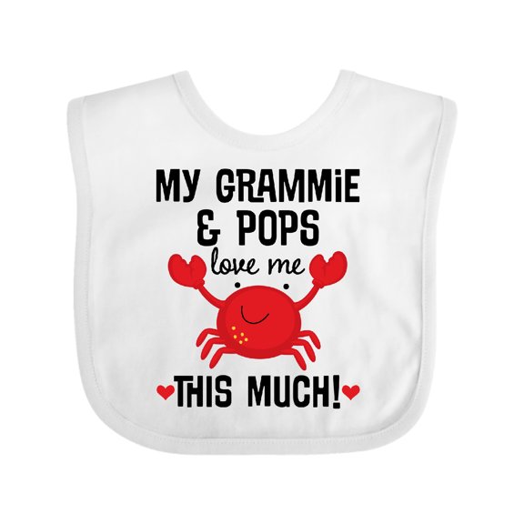 Inktastic Grammie and Pops Love Me Grandson Boys or Girls Baby Bib