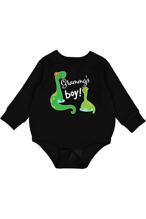 Grammy Boy Grandson Dinosaur Baby Fleece Bodysuit