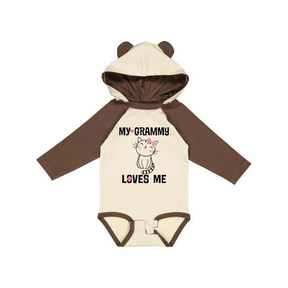 Inktastic Grammy Loves Me Girls Kitty Girls Long Sleeve Baby Bodysuit