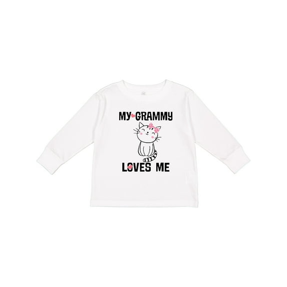 Inktastic Grammy Loves Me Girls Kitty Girls Long Sleeve Toddler T-Shirt