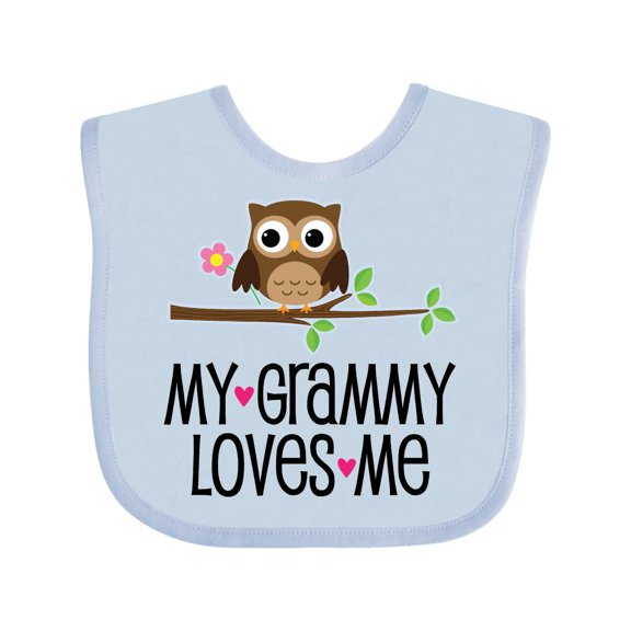 Inktastic Grammy Loves Me Grandchild Owl Girls Baby Bib