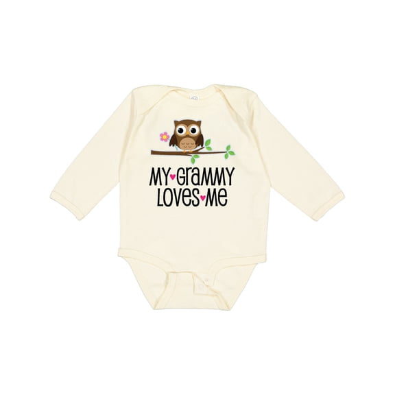 Inktastic Grammy Loves Me Grandchild Owl Girls Long Sleeve Baby Bodysuit